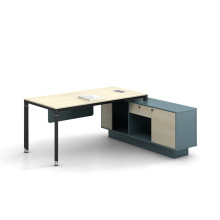 Simple Metal Frame Melamine Desktop L Shape Office Desk Manager Desk